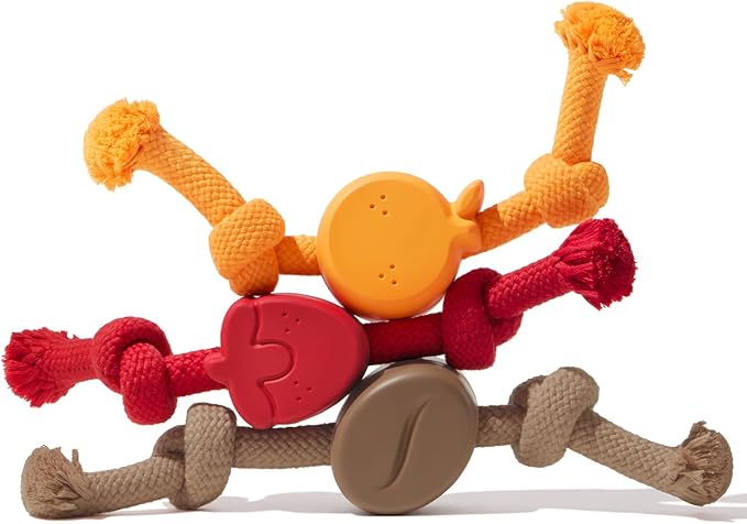 VETRESKA Dog Rope Toys Dental Cleaning Chew Toys Tug of War Dog Toy for Boredom Tough Rope Toy for Aggressive Chewers Puppy Chew Toys for Teething (Strawberry, Tangerine & Coffee)