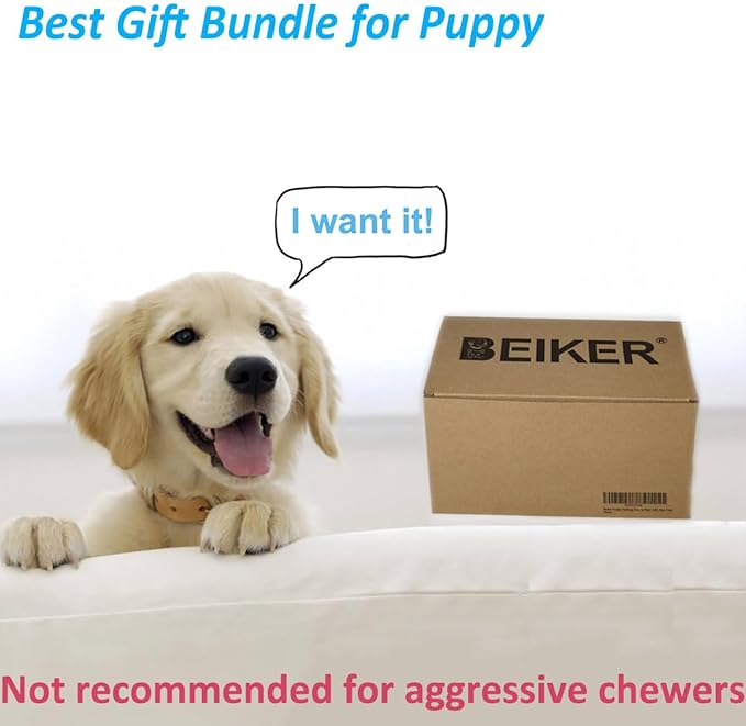 Beiker Dog Teething Chew Toys - 15 Pack Small Medium Breed Puppy Toy, Variety Dogs Rope Chew Toys Bundle for Boredom, Pet Interactive Squeaky Treat Dispensing Ball for Puppies