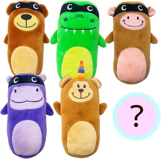 Jalousie 5 Pack Tough Plush Animal Dog Toys Assortment Value Bundle Dog Squeaky Toys Assortment Puppy Pet Mutt Dogs Toy Squeak Toy for Snall Medium Large Breeds (6 Pack Surprise Mix)