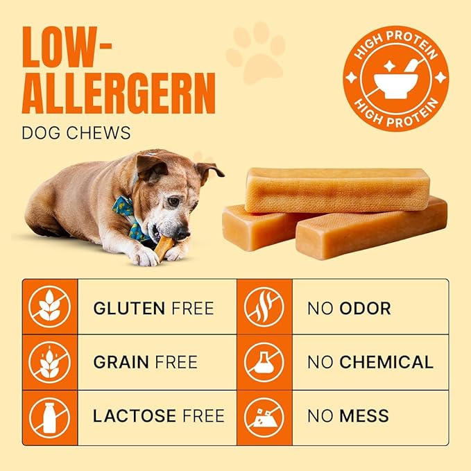 Tibetan Dog Chew Yak Cheese Sticks (15 Large Chews) - Natural Handmade Treats for Large Dogs, Long-Lasting, Easy to Digest with No Additives, Rawhide, Grains or Gluten, Perfect for Aggressive Chewers
