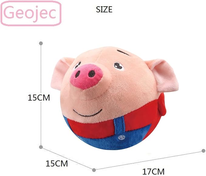 Interactive Dog Toys,Jumping Squeaky Dog Toys with Recording and Music Modes,Activated Dog Toy Moving Dog Toy for Small/Medium/Large Dogs to Keep Them Busy(Red Pig)