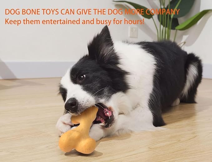 Indestructible Dog Toy for Aggressive Chewers, Nylon Chew Toy for Medium and Large Dogs, Durable Teething Toys for Puppies, Chicken Flavor