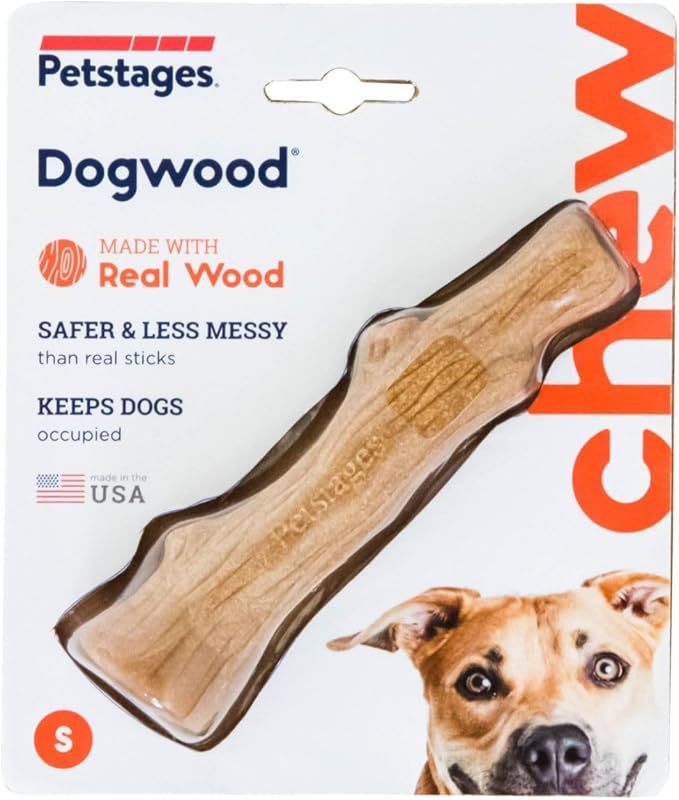 Petstages Dogwood Durable Dog Chew Toy, Small - Long Lasting Chew Stick Made with Real Wood - USA Made, S