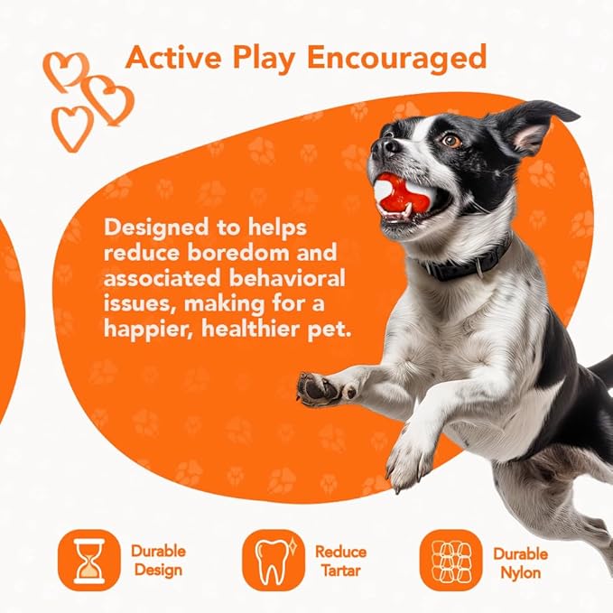 Chew Ball for Dogs, Bacon Scented Durable Dog Ball Toy, Long-Lasting & Tough Balls for Oral Health, Odor Stimulating Dog Toys for Aggressive Chewers