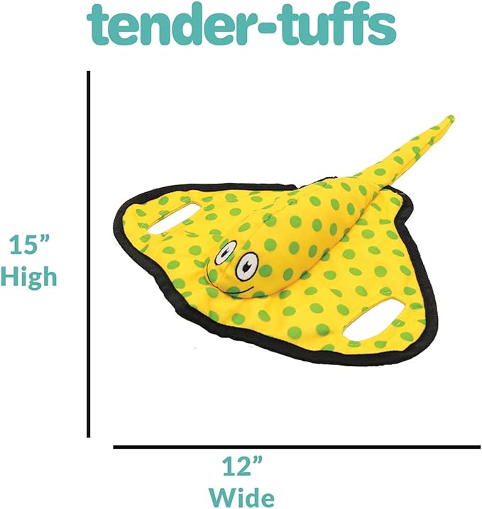 SmartPetLove Snuggle Puppy Tender-Tuffs Tug of War Dog Toy - Extra Large Yellow Stingray Big Ray with Puncture Resistant Squeaker