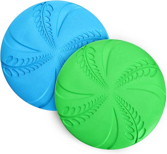 Nobleza 2 Pack Dog Flying Disc, Flexible Floatable Dog Disc Toy for Long-Distance Flies and Floats, Lightweight Soft Flying Discs Toy for Small Medium Large Dogs to Fetch & Catch, Blue & Green