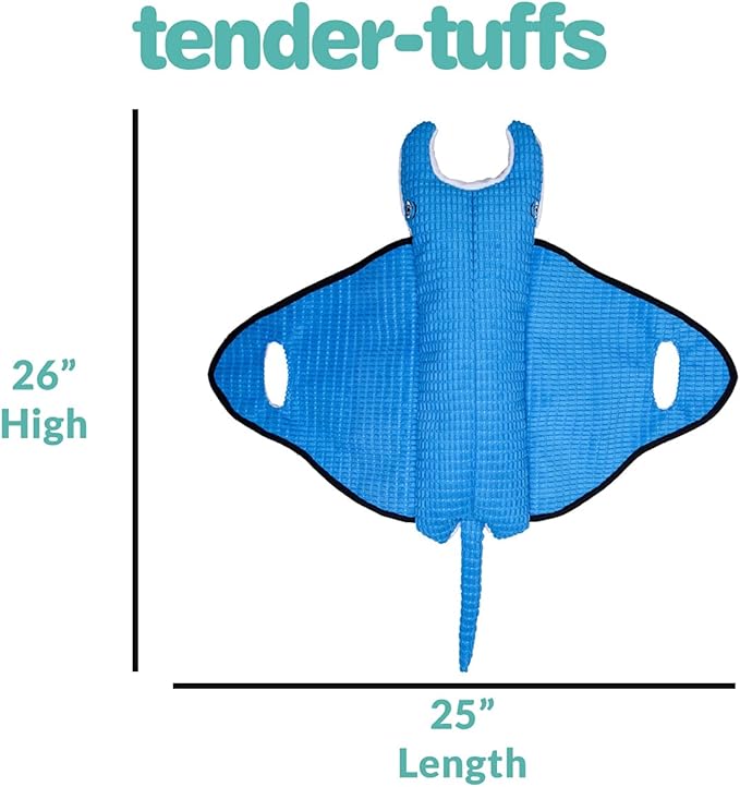 SmartPetLove Snuggle Puppy Tender-Tuffs - Extra Large Blue Stingray Big Ray Tug of War Plush Dog Toy - Great for Play and Interaction with Puncture Resistant Squeaker