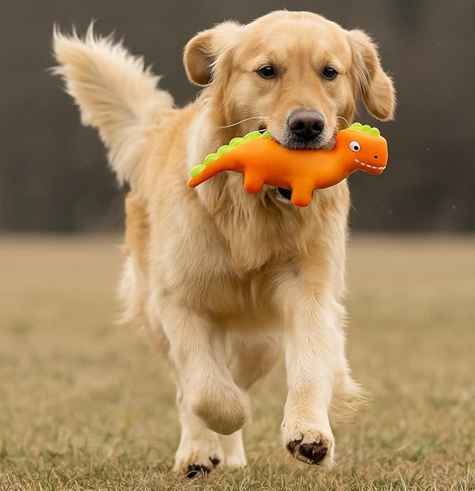 Fuzzly Steggy Latex Dog Chew Toys with Squeaker Soft Squeaker Puppy Toy Dinosaur