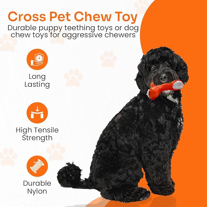 Tri-Chew Toy for Dogs, Bacon Scented, Long-Lasting and Durable Teething Toy, Odor Stimulating Tough Toy for Aggressive Chewers, Orange