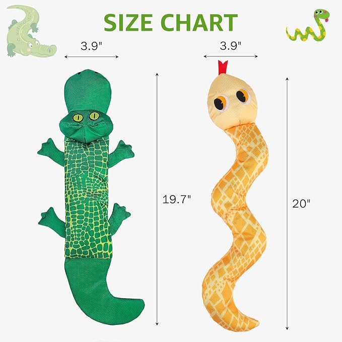 SCENEREAL Dog Water Toy for Small Medium Dogs- 2 Pack Floating Dog Toys Squeaky Toys for Pool Fetch, Crocodile & Snake Shape Durable Pet Chew Toy Summer Outdoor Interactive Play