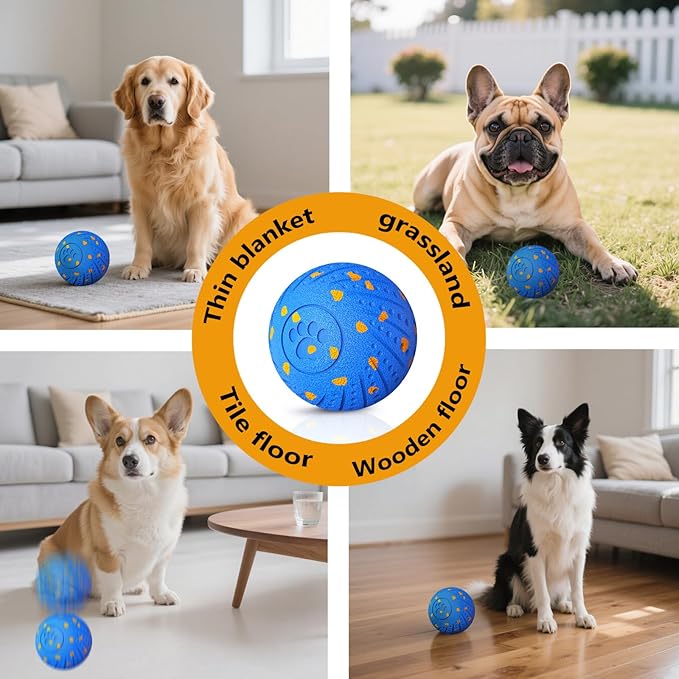 Smart Interactive Dog Ball - 3 Mode Auto-Bouncing Ball for Medium/Large Dogs, Chew Proof E-TPU, USB-C Fast Charge, IP54 Waterproof, Home-Alone Anxiety Relief Toy for Busy Pet Parents