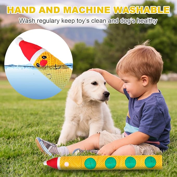 Christmas Deer Dog Toys - Plush Snuffle & Squeaky Toys for Puppy Teething & Small, Medium, Large Dogs