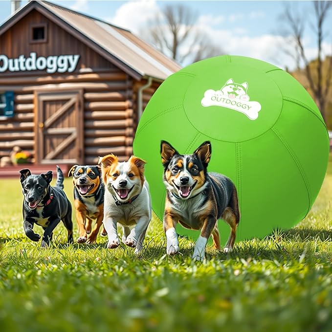 Herding Ball for Dogs 18 Inch - Dual-Layer Heavy Duty Herding Ball for Australian Shepherds, Border Collies & Corgis | Outdoor Herding Toy for Small/Medium Dogs - Backyard Training and Play - Green