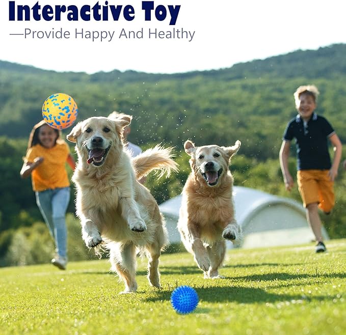 2.5'' Dog Balls for Aggressive Chewers Small Medium, Puppy Chew Toys for Teething, Tennis Spiky Dog Ball Squeaky Training Chuck It Toy for Dogs Puppies (4 Balls)