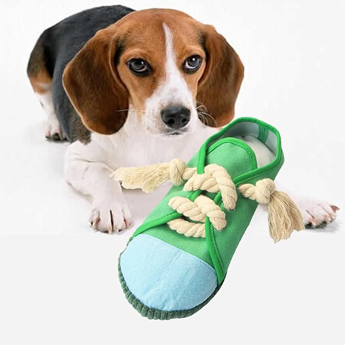 Dog Chew Toys,Creative Shoes Shape Squeaky Toy, Durable and Safe Dog Playing Toy Funny Shoes Sound Toy for Small and Medium Pets, Dog Toys to Keep Them Busy(Green)