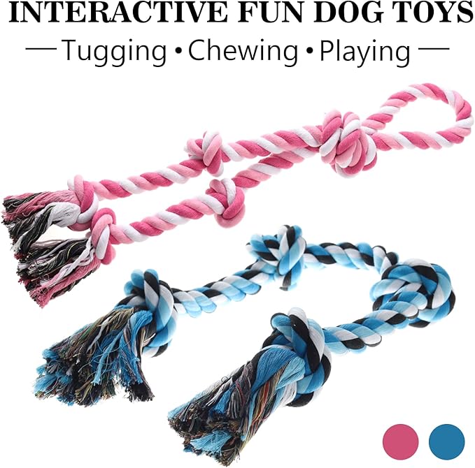 Rope Toy for Dogs, 2 Pack Large Dog Rope Toys for Aggressive Chewers, Heavy Duty Dog Toys for Large Medium Breed, Indestructible Tough Rope Chew Toys Tug of War Dog Toy Teeth Cleaning