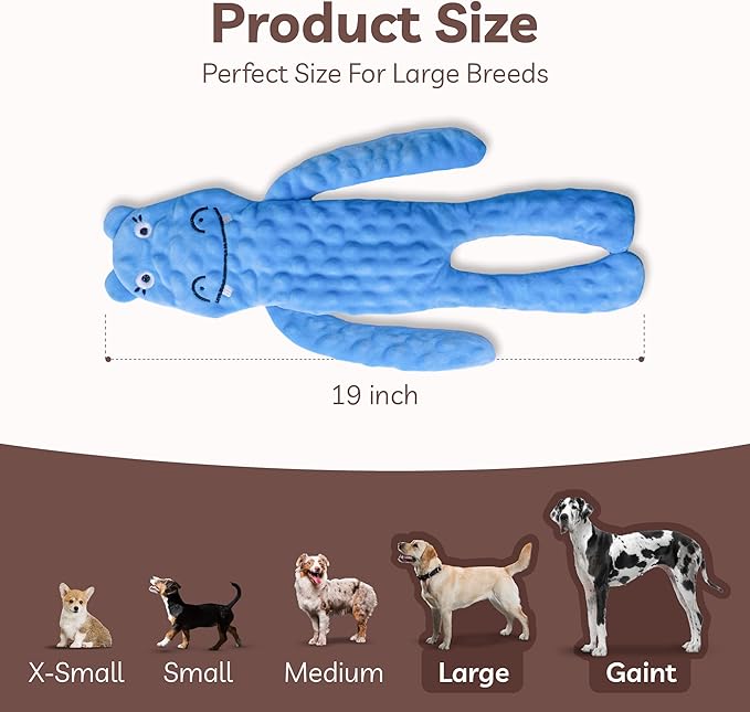 SHARLOVY No Stuffing Dog Toys Squeaky for Large Dogs, Crinkle Puppy Teething Toys to Keep Them Busy, Plush Interactive Doggie Long Lasting Chews for Aggressive Chewers