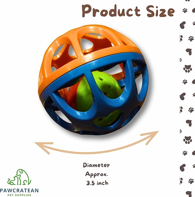 Large Cat Ball Toy with Bell Durable Self-Entertainment Colorful Indoor Exercise (Blue & Red)