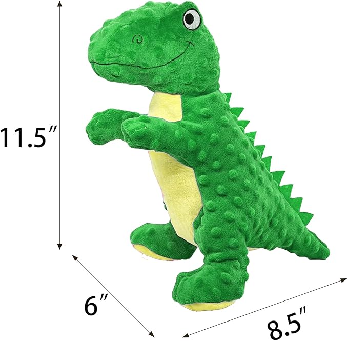 No Stuffing Dog Toys for Aggressive Chewers, Squeaky Wrinkled Toys, Durable Dog Chew Toys, Soft and Tough Plush Toys, Suitable for All Breeds of Dogs. (Dinosaur (Green))