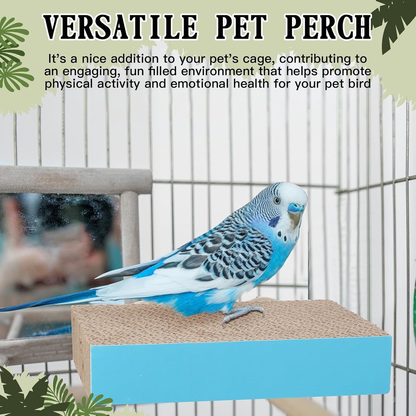 2 Pieces Bird Chew Toy Parrot Cage Perch Cardboard Platform Bird Paw Grinding Stand Parrot Cage Playground for Macaws, Small Parakeets, Conures, Budgies, Finches Conure Cockatiel (Medium)