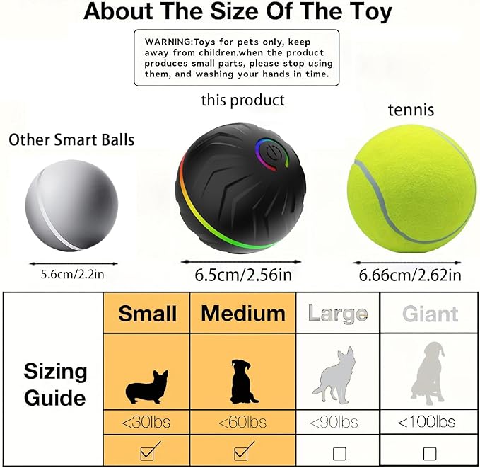 Interactive Dog Toys Dogs Ball,Moving Dog Toy with Touch Activated,Anti Boredom Dog Toys for Small Medium Dogs,Tough Motion Activated Automatic Vibrating Dog Ball,USB Rechargeable(Blue)
