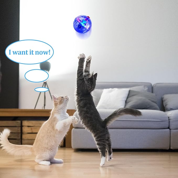 Frienda 4 Pieces Ghost Hunting Cat Ball Motion Light up Cat Balls LED Motion Activated Pet Ball Motion Light up Interactive Toys Pet Glowing Mini Running Exercise Ball Toys(Transparent)