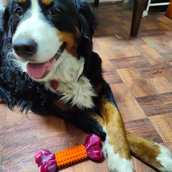Apasiri Dog Toys for Aggressive Chewers Peanut Butter Flavored, 8" Tough Dog Chew Bone, Durable Nylon & Rubber Chew Toy, Dog Bone Toy for Large Medium Breed 20-80lbs