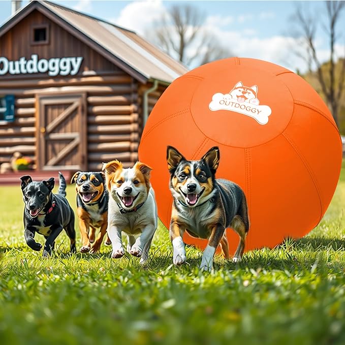 Herding Ball for Dogs 22 Inch - Dual-Layer Heavy Duty Herding Ball for Australian Shepherds, Border Collies & Cattle Dogs | Outdoor Herding Toy for Medium/Large Dogs-Backyard Training and Play-Orange
