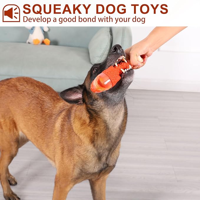 Indestructible Dog Toys for Aggressive Chewers Large Breeds, Durable Squeaky Toys for Super Chewers, Heavy Duty Tough Bone to Keep Them Busy, Interactive Dog Chew for Medium Breed