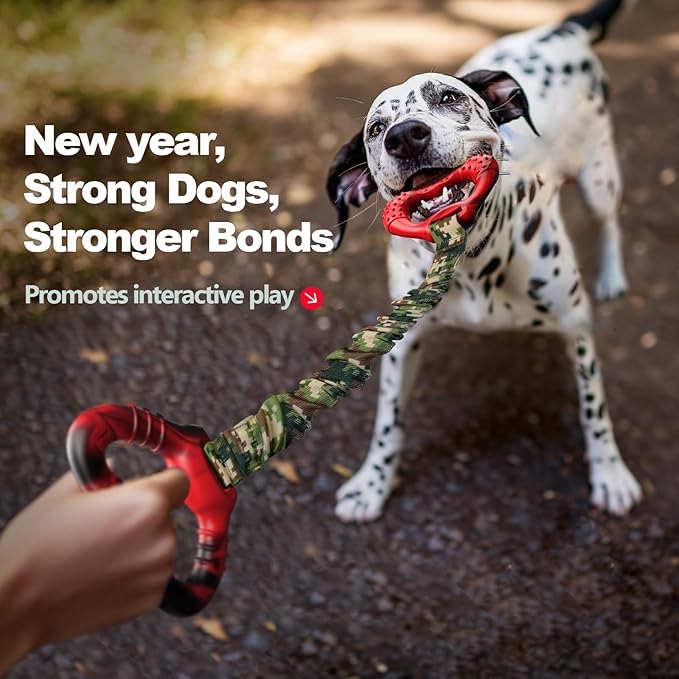 Dog Tug Toy for Large Dogs – Durable Tug-of-War Toy for Aggressive Chewers, Interactive Training Chew Toy with Elastic Rope for Indoor & Outdoor Play