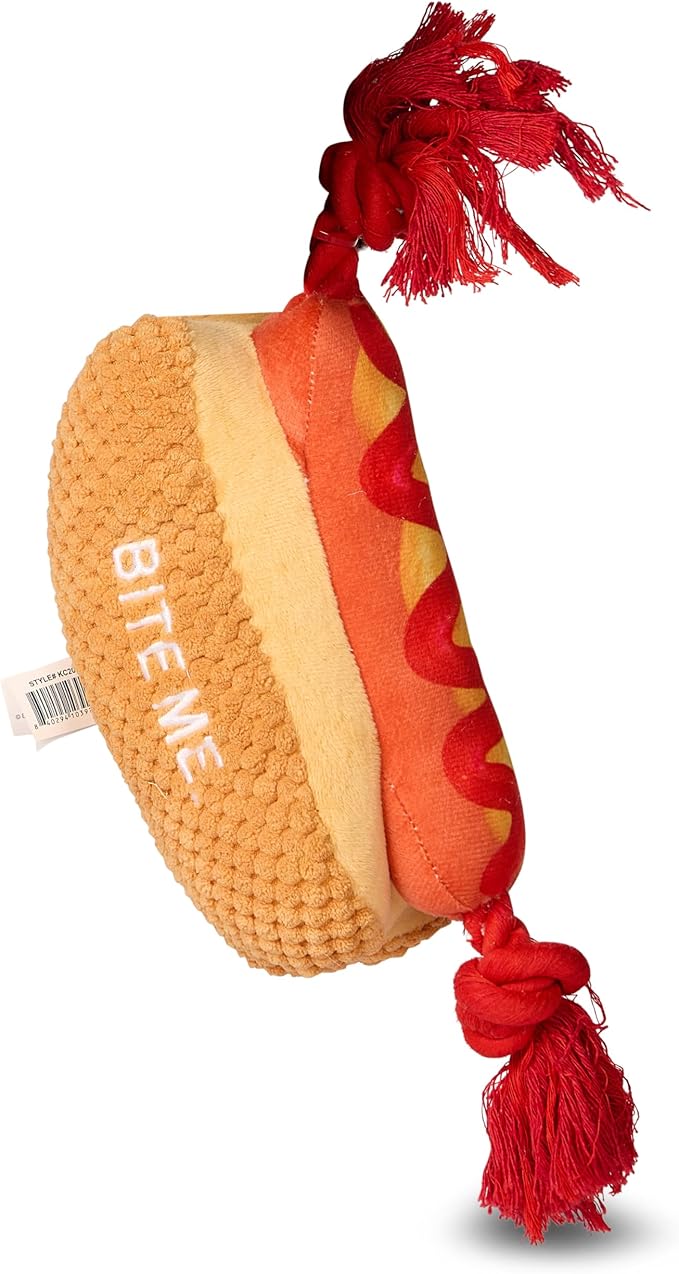 Kenneth Cole Plush Dog Toys - Pizza, Hot Dog & Coffee Cup - Stylish, Durable Squeaky Toys for Small & Medium Dogs