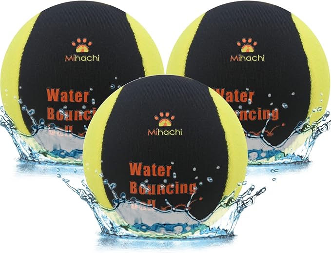 Mihachi Water Toys for Dogs 3 Packs - Bouncing Chew Tennis Balls Floating Toy, Bouncier, Buoyant in Pool or Lake Fun for Small to Medium Dogs