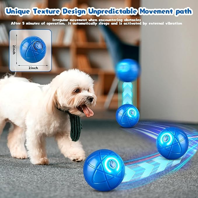 2 Pcs Shaky Ball Toy for Dogs, 2025 New Vibrating Dog Balls, Interactive Dog Balls, Smart Jumping Ball Toy, Automatic Rolling, Keep Them Busy, Suit for All Dogs(Blue+Orange)