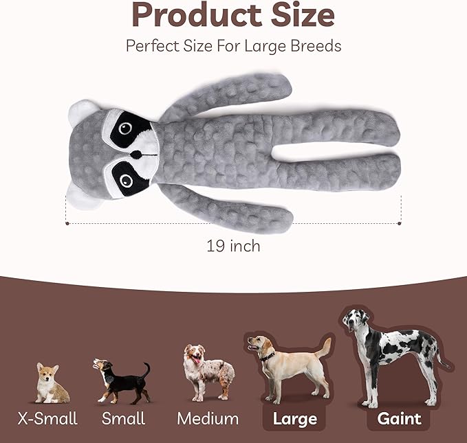 SHARLOVY No Stuffing Dog Toys Squeaky for Large Dogs, Crinkle Puppy Teething Toys to Keep Them Busy, Plush Interactive Doggie Long Lasting Chews for Aggressive Chewers