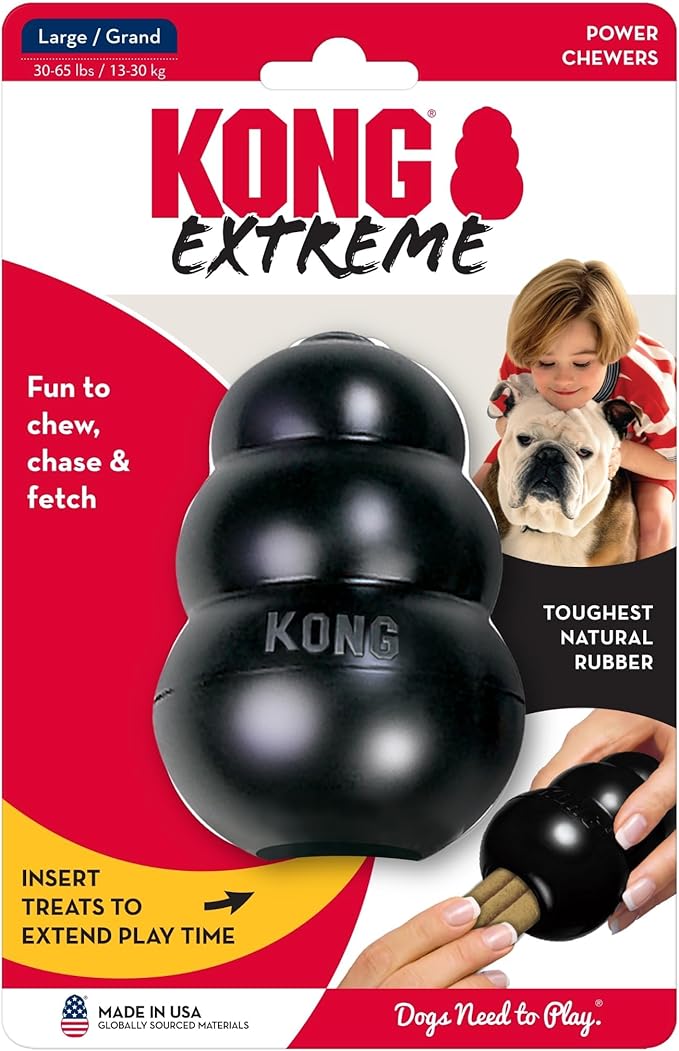 KONG Extreme Dog Toy - Fetch & Chew Toy - Treat-Filling Capabilities & Erratic Bounce for Extended Play Time Most Durable Natural Rubber Material - for Power Chewers - for Large Dogs (Pack of 2)