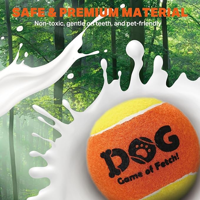 AMA SPORT Squeaky Tennis Balls for Dogs 2.0" Small Dog Tennis Balls for Throwing and Fetching Dog Toys for Training, Exercise, High Bouncing 4 Pack (Orange Pink)