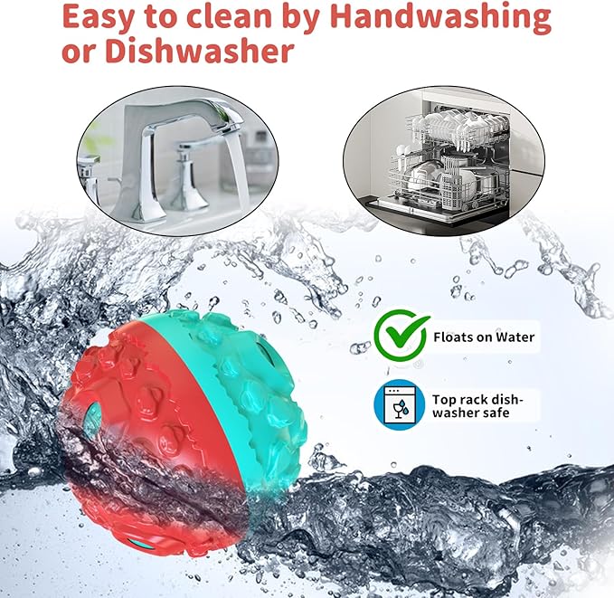 Dog Ball for Aggressive Chewers - Interactive Dog Toy Balls Fun Squeaky Sound to Keep Them Busy, Durable for Small Medium Large Breeds, Rubber Pet Chew Toys, As Seen on TV, Blue & Red