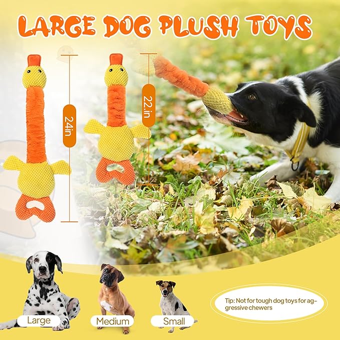 TwoEar Duck Dog Toy Dog Squeaky Toys with Crinkle Paper, Interactive Dog Toys to Keep Them Busy, Stuffed Pet Toys for Dogs, Tug of War Dog Toy for Puppies, Small, Medium, and Large Dogs