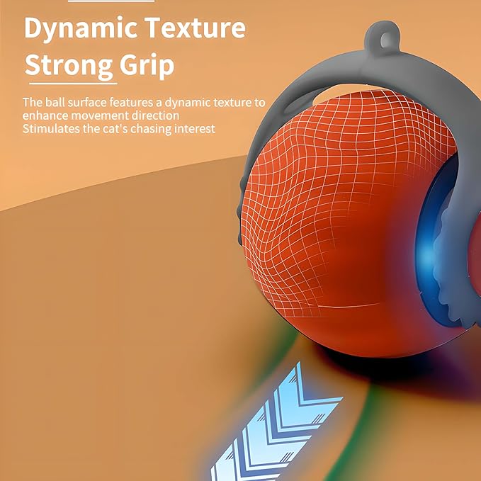 Interactive Cat Ball Speedy Tail 3.0 Pet Toy Rolling Ball, Interactive Toys for Indoor Cats, 360° Smart Automatic Dog Kitten Toy Turbo Tail Electronic Bouncing Balls Extra Tails (Red)