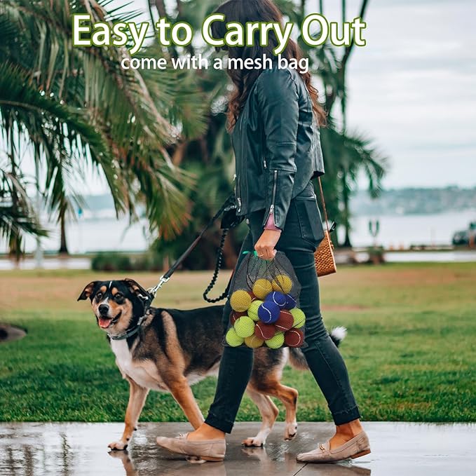 Magicorange Dog Tennis Balls, 20 Pack 2.5 inch Floatable Squeaky Tennis Balls for Fetch Exercise, Natural Rubber Squeaky Dog Balls Training Safe (Multicolor, 2.5inch)