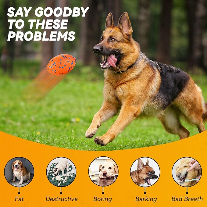 5.5 Inches Balls for Dogs, Durable Dog Football Toys for Aggressive Chewers, Large Rugby Balls, Floating Dog Toys for Water Fetch for Medium and Large Breed, Orange