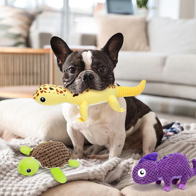 Prime Pets 5 Pack Dog Squeaky Toys, Plush Stuffed Animal Dog Toys, Value Bundle Assortment Dog Toy for Small Medium Large Dogs, Puppy Chew Toy