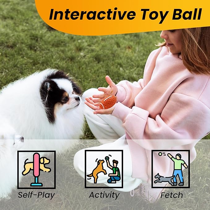 Small Squeaky Dog Toy, Rubber Dog Ball for Aggressive Chewers, Floating Fetch Outdoor Puppy Toys, Durable and Interactive Toy for Small Dogs, Bouncy Football, Orange, Small