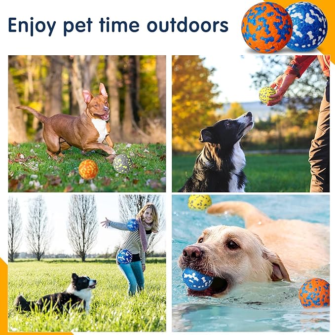 Leyndo 10 Pack Dog Balls for Aggressive Chewers 2.5" Interactive Dog Tennis Ball Durable Teething Chew Toys Lightweight Floating Bouncy Balls for Fetch Game Large Medium Small Canine Puppies