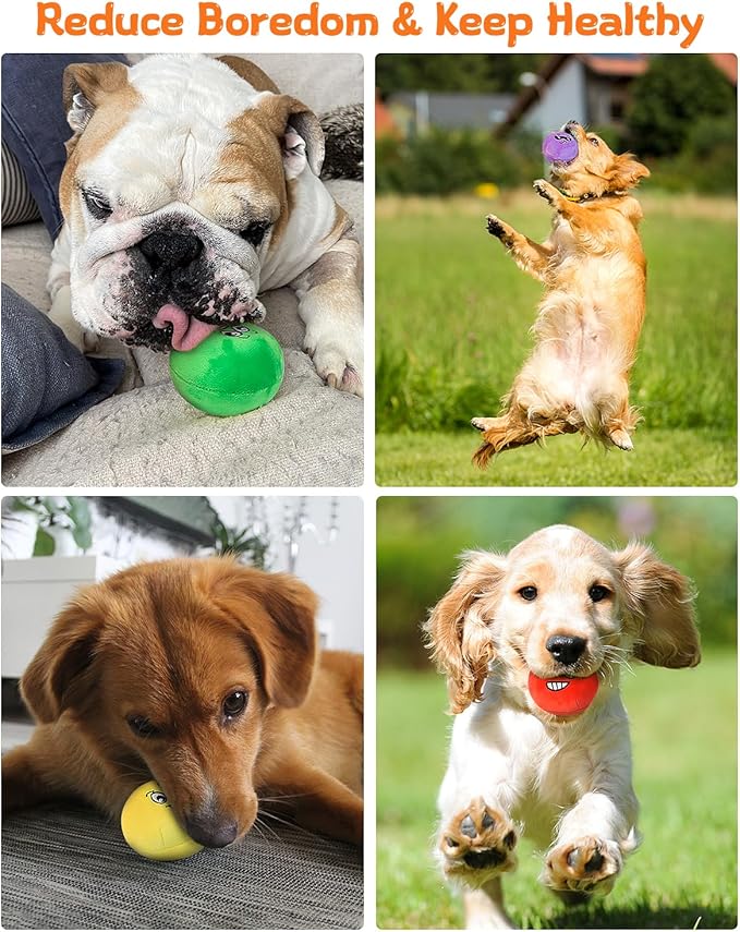 Squeaky Dog Toys, Interactive Soft Plush Puppy Toy Balls for Small Medium Breed, Cute Stuffed Pet Teething Ball Pack to Keep Dogs Busy