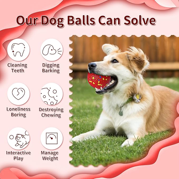 3 Pack Indestructible Dog Tennis Balls for Aggressive Chewers: Interactive Pet Toys, Herding and Jolly Ball for Dogs, Durable, Bouncy, and Water Toy Fetch Balls (Red, Yellow,Blue)
