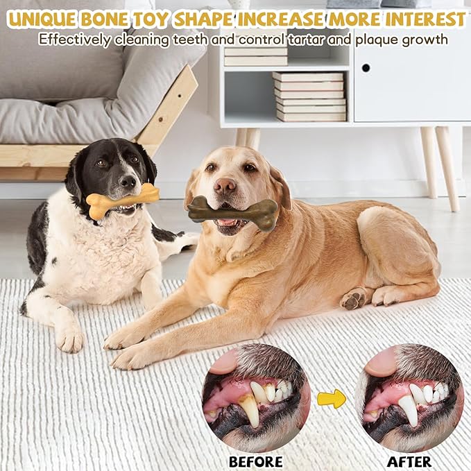 Aggressive Chew Toys, Nylon Bones, Indestructible Toys for Medium Large Dogs, Durable Tough Puppy Teething, Beef & Chicken Flavor (2pcs)