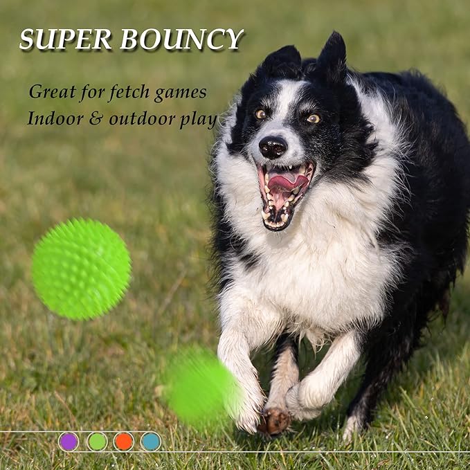 4.5”Dog Balls Squeaky Dogs Toys for Medium Large Dog Toys for Aggressive Chewers Spiky Ball Big Outdoor Chew Dogs Toys