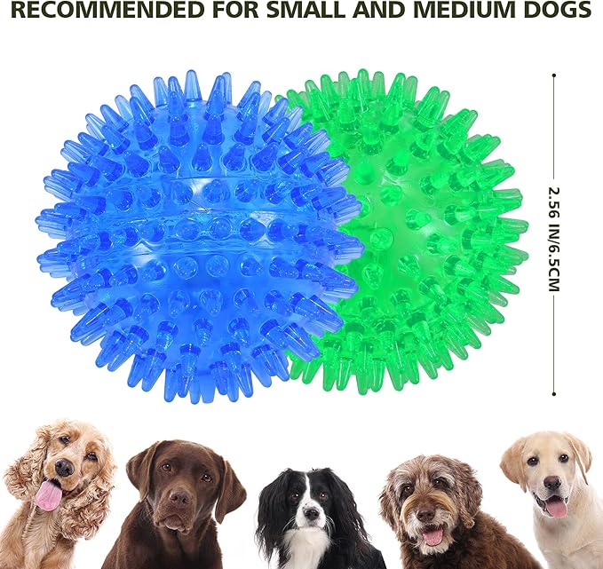 Petizer 3 Pack 2.5" Squeaky Toy Balls, Floating Pool Balls, Spiky Water Toys, Durable Interactive Fetch Toys for Puppy, Chew Toys for Teething (Small Dog)