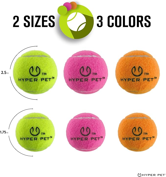 Hyper Pet Dog Tennis Balls - 12 Pack 2.5" for Exercise and Fetch; Interactive Toys; Great for Small Breeds